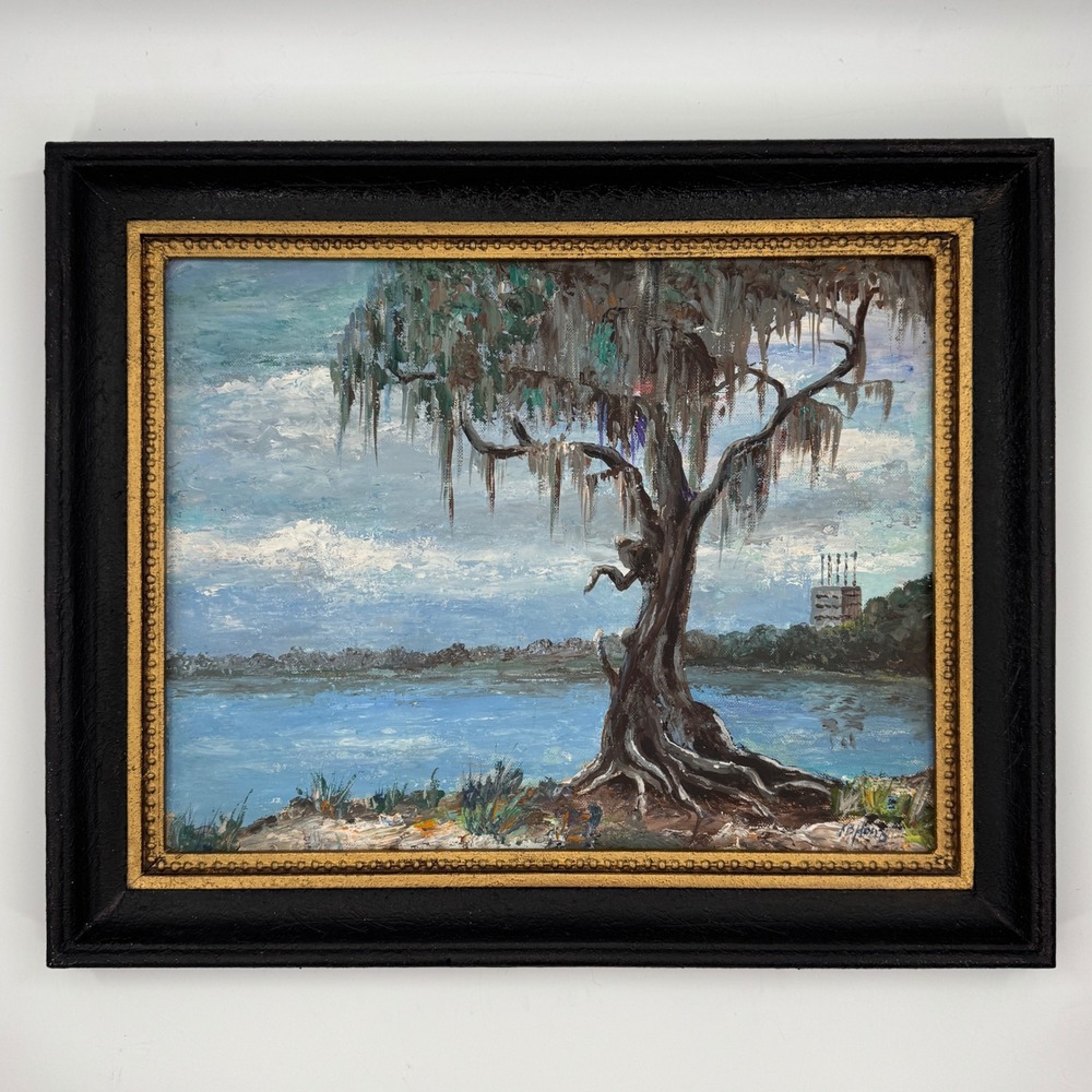 Vintage Original Florida Landscape Oil Painting "Exposed Roots"